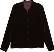 Eileen Fisher Classic Collar Easy Velvet Button-Up Shirt