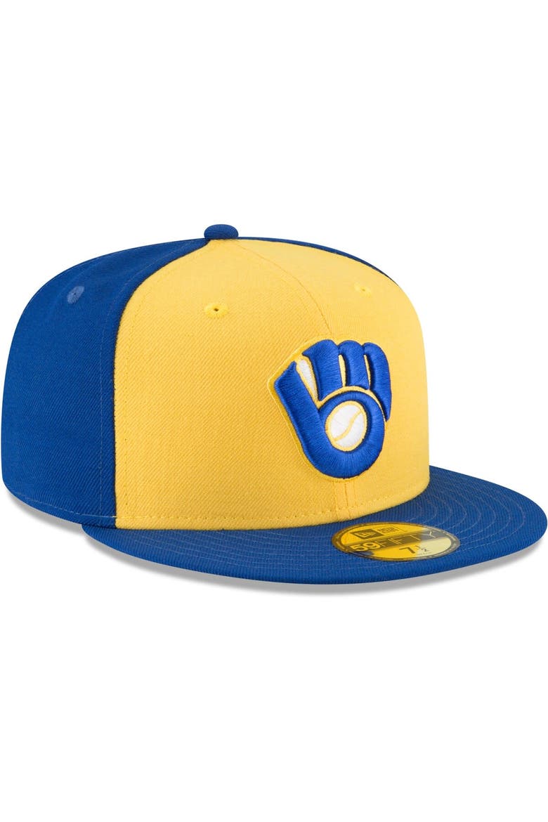Men's New Era Yellow Milwaukee Brewers Cooperstown Collection Wool 59FIFTY Fitted Hat, Alternate, color, Yellow