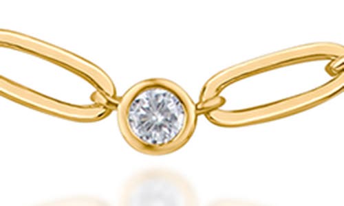 Cz By Kenneth Jay Lane Cubic Zirconia Paper Clip Chain Station Necklace In Clear Gold