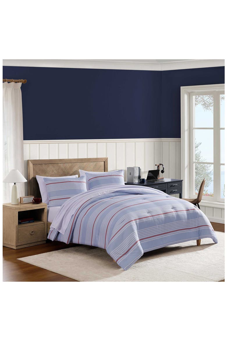 Lido Stripe Comforter Set, Alternate, color, BLUE/ RED