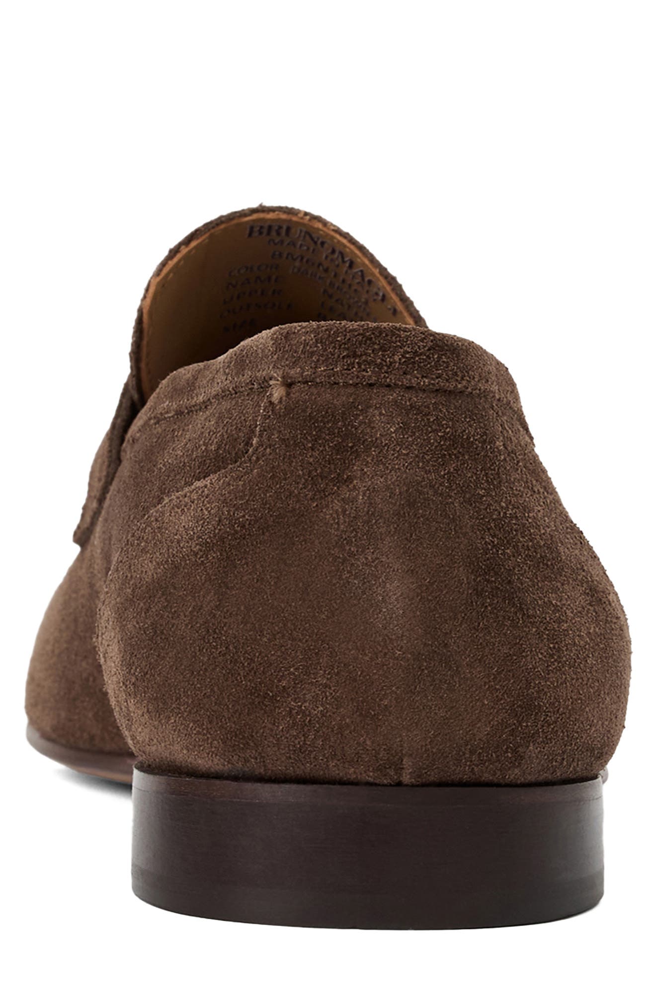Nathan Penny Loafer, Alternate, color, DARK BROWN SUEDE