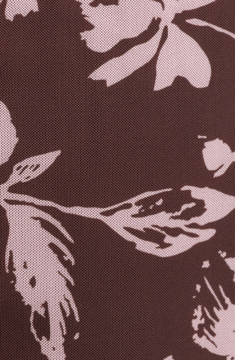 Petal & Pup Navida Ruched Mesh Midi Skirt, Alternate, color, Pink Brown Floral