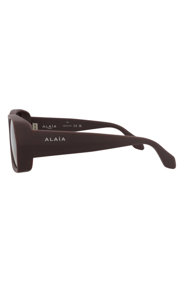 Alaïa 60mm Novelty Rectangular Sunglasses, Alternate, color, Burgundy Burgundy Grey