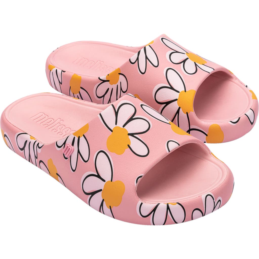 Melissa Women's Free Print Slide In Pink/white/yellow In Pink/white/yellow