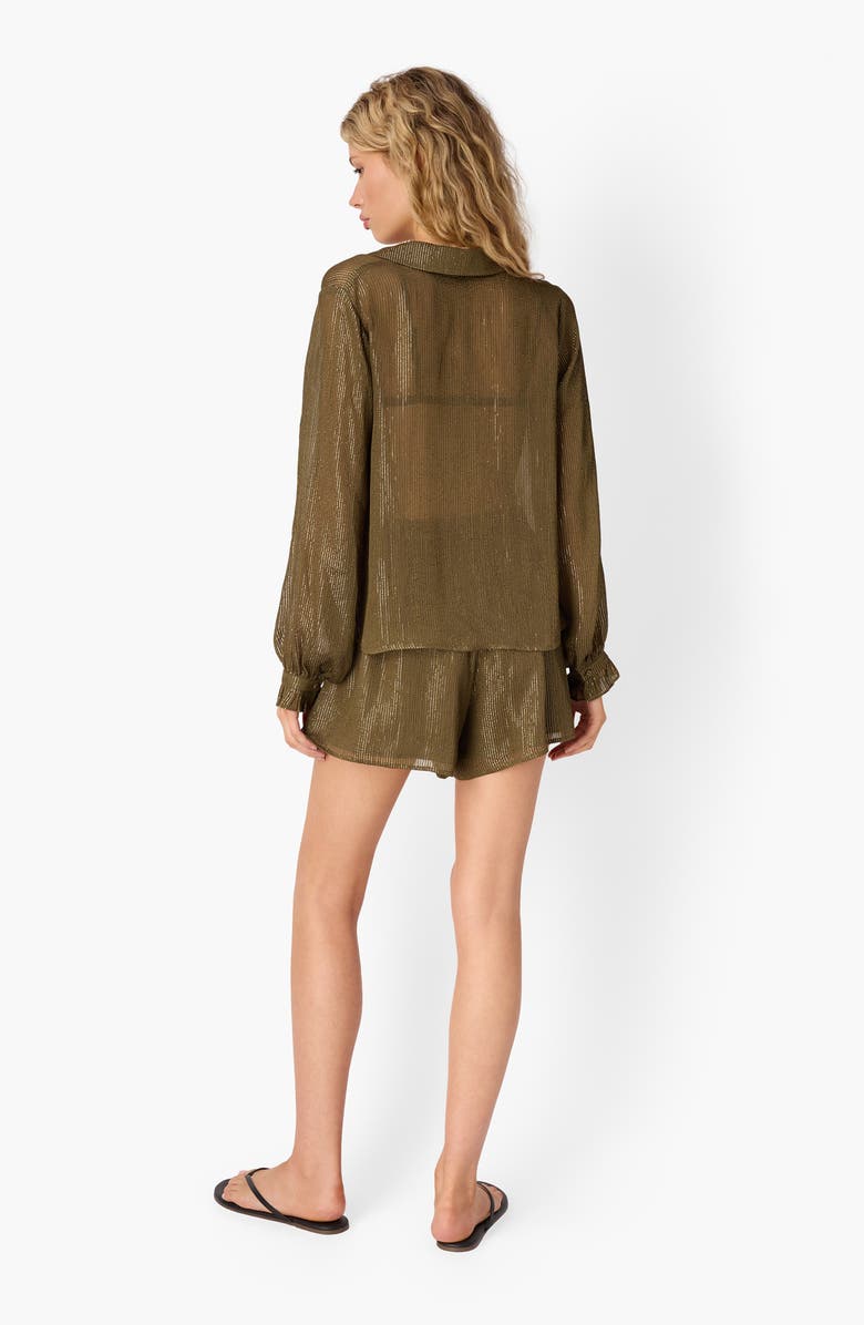 CAMI NYC Riviera Metallic Chiffon Shorts, Alternate, color, Grove