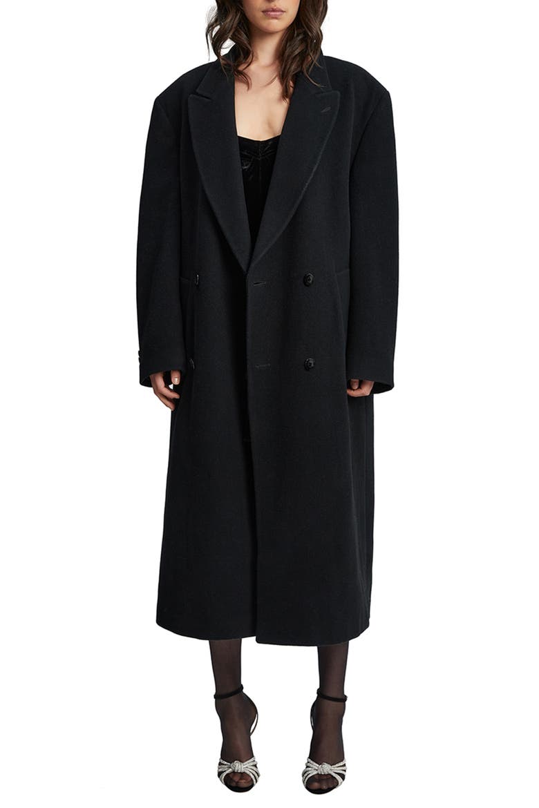 Oversize Double Breasted Classic Coat, Main, color, BLACK