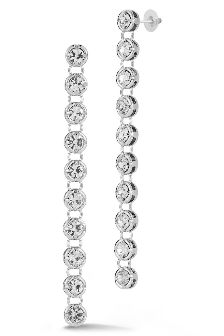 Cubic Zirconia Tennis Drop Earrings, Main, color, SILVER