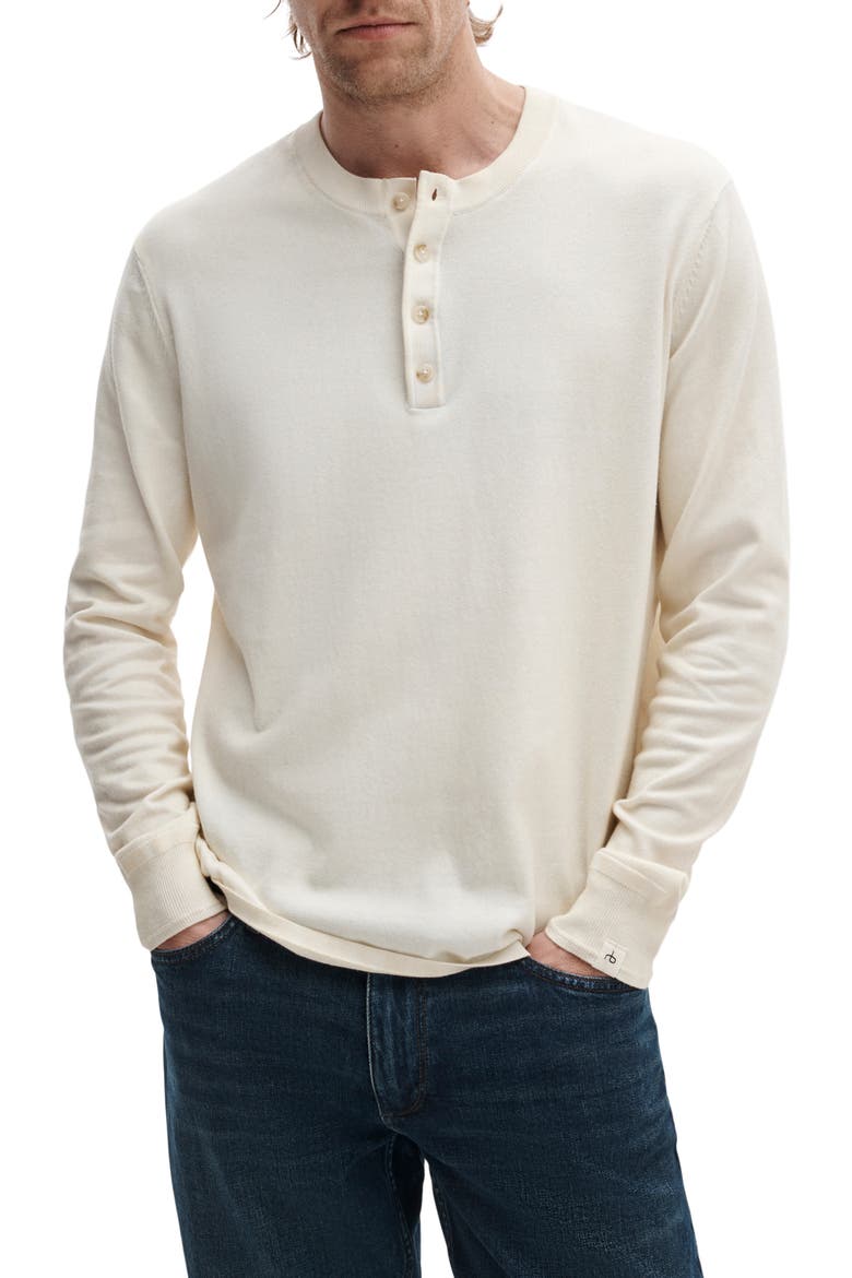 Washed Cotton Henley, Main, color, CHALK