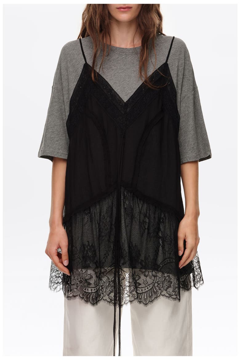 Fluid Layer Oversize T-shirt, Main, color, MELANGE GREY
