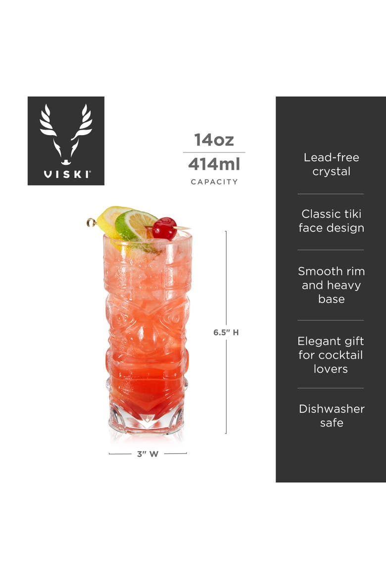 Pacific Crystal Tiki Glasses Set of 2, Alternate, color, Clear