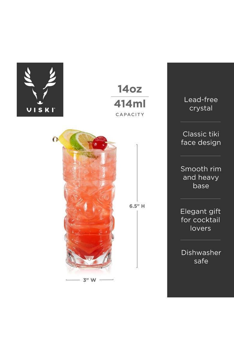 Viski Pacific Crystal Tiki Glasses Set of 2, Alternate, color, Clear
