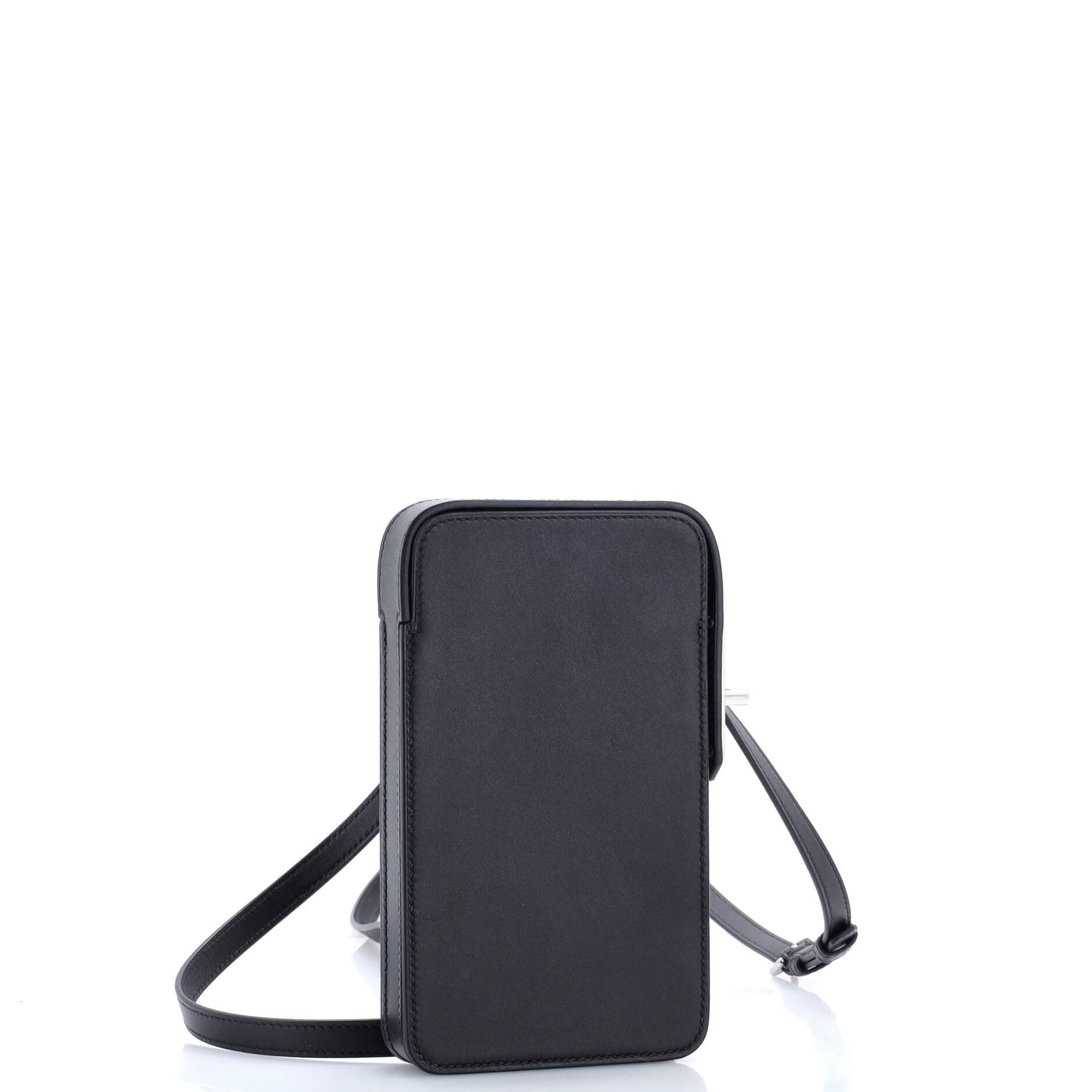 Pre-Owned Hermes Hac a Box Phone Case Tadelakt, Alternate, color, Noir