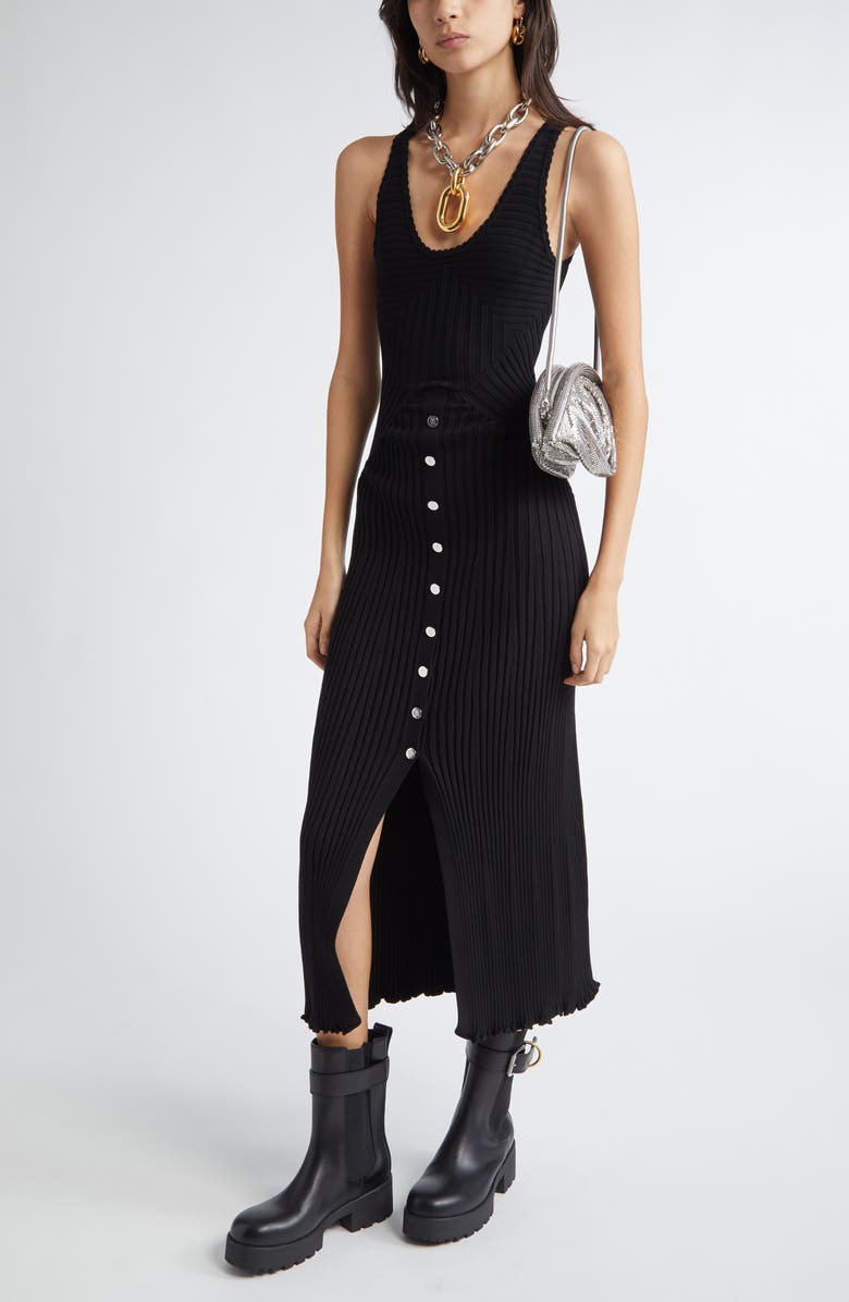 Rabanne Button Front Rib Body-Con Tank Dress, Main, color, 