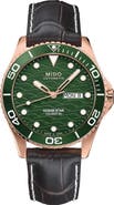 MIDO Ocean Star 200C Rose Gold Tone Automatic Leather Strap Watch, 42.5mm