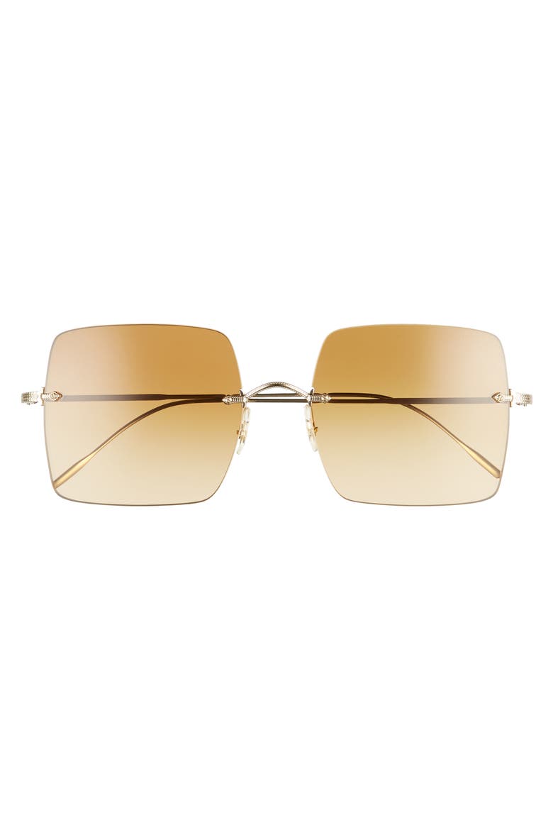 Oishe 57mm Gradient Rimless Square Sunglasses, Alternate, color, GOLD/ AMBERG GRADIENT BROWN