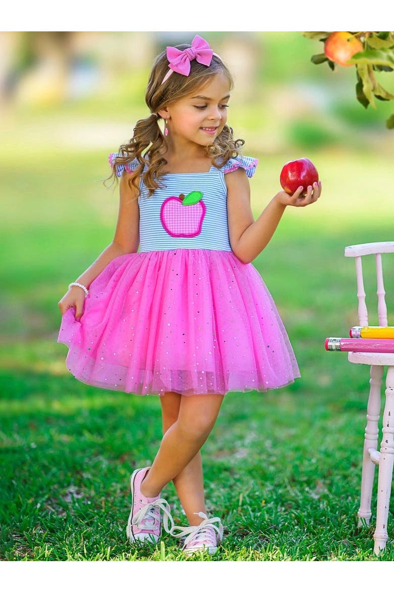 Sweetest Student Pink Apple Shimmer Tutu Dress, Alternate, color, Pink