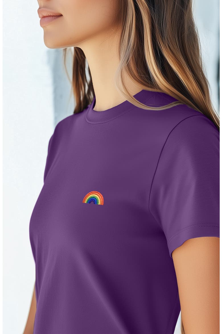 Womens Rainbow Jersey Relaxed Tee, Alternate, color, Purple