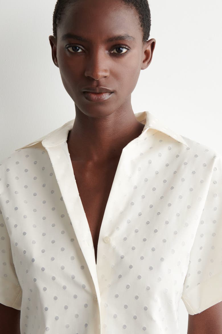 Polka-dot Jacquard Cotton Shirt, Alternate, color, WHITE / POLKA DOT