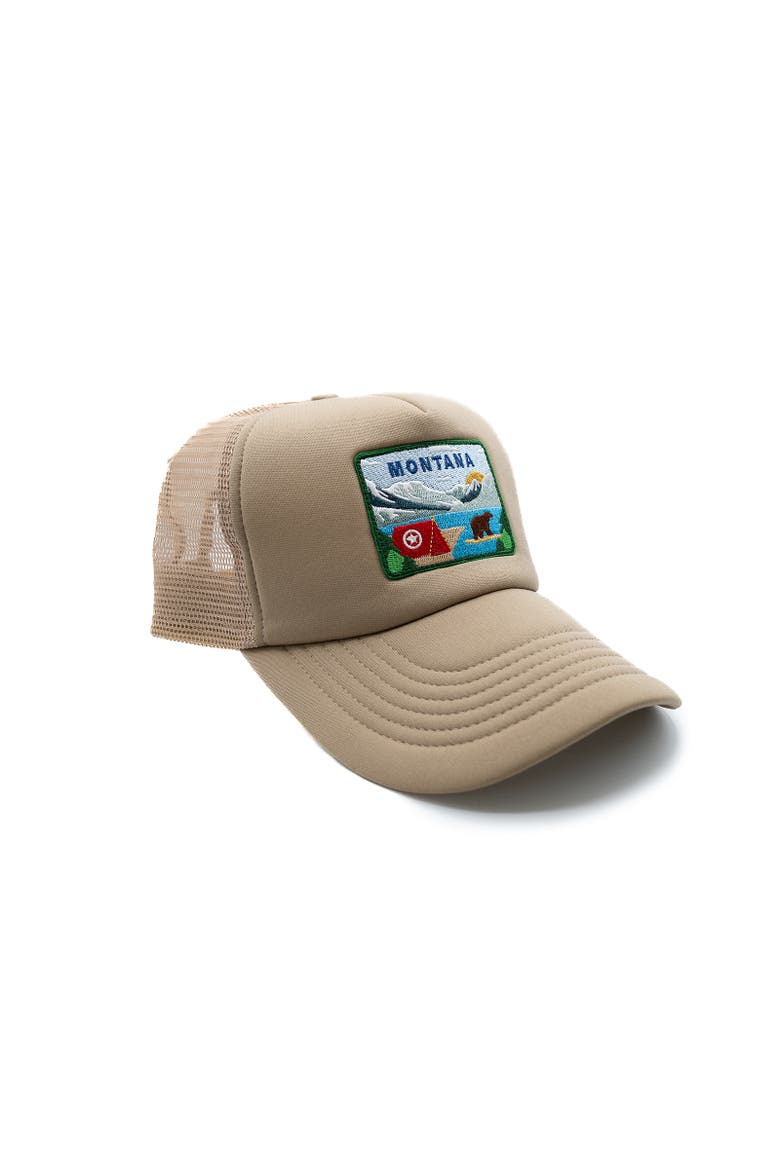 Montana Postcard Trucker Hat - Kids, Alternate, color, Khaki