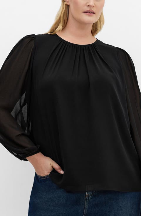 Kelly Sheer Sleeve Top (Plus)