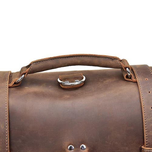 Steel Horse Leather The Gustav Messenger Bag | Large Capacity Vintage Leather Messenger Bag In Dark Brown