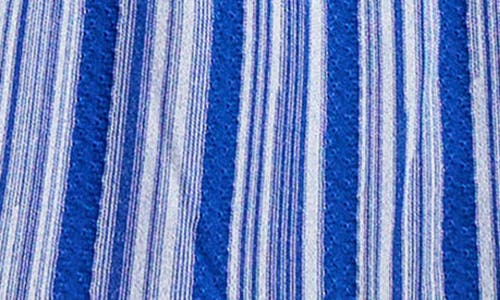 Misook Modern Fit Sleeveless Rib Knit Dress In Aegean Blue/white
