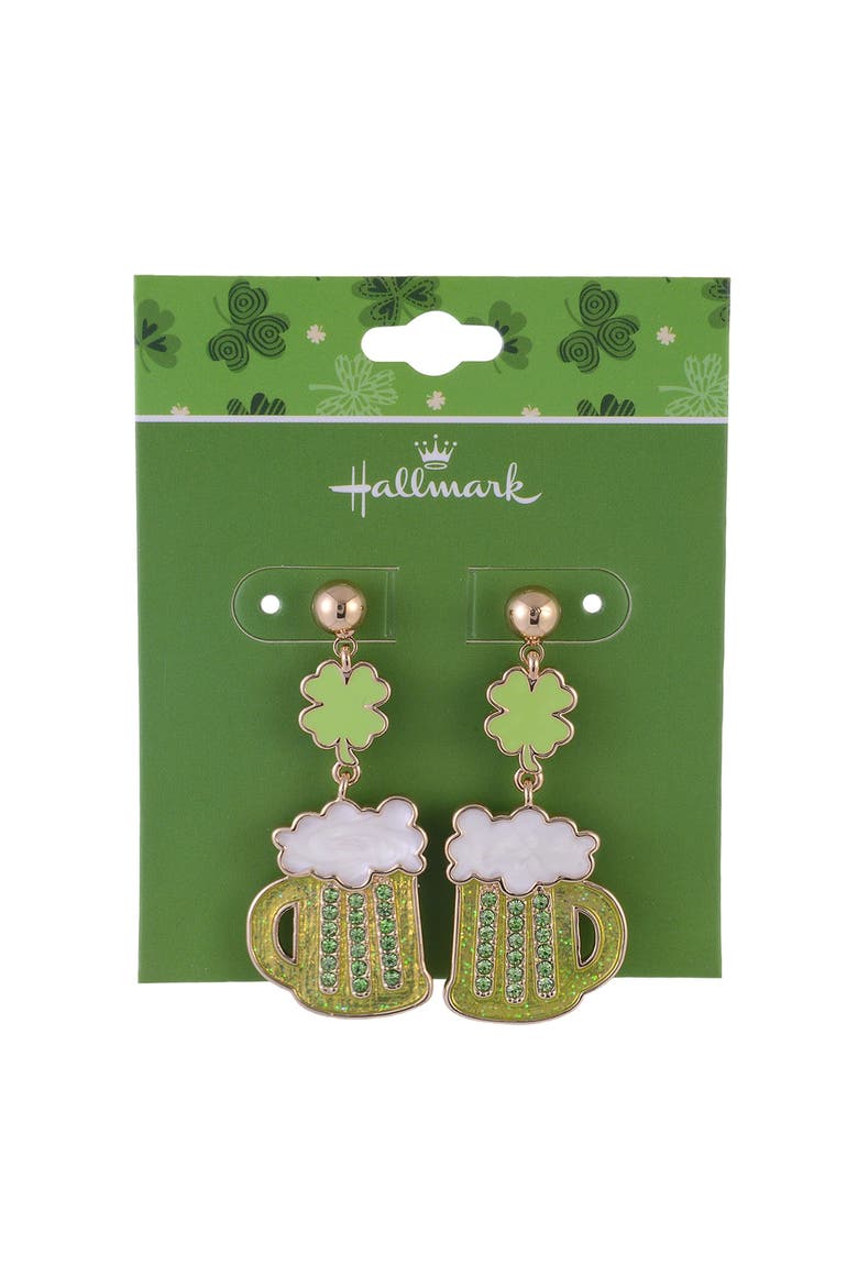Beer Mug Earrings, Alternate, color, Green