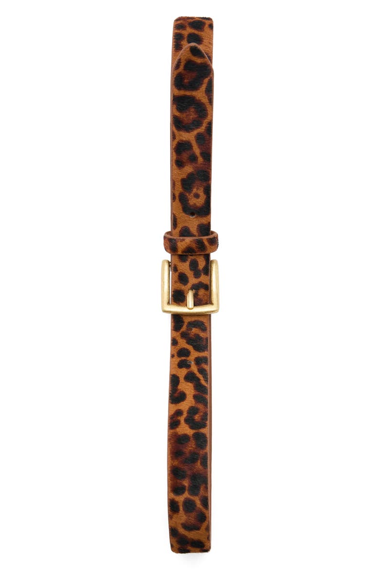 Leopard Print Calf Hair Belt, Alternate, color, BROWN