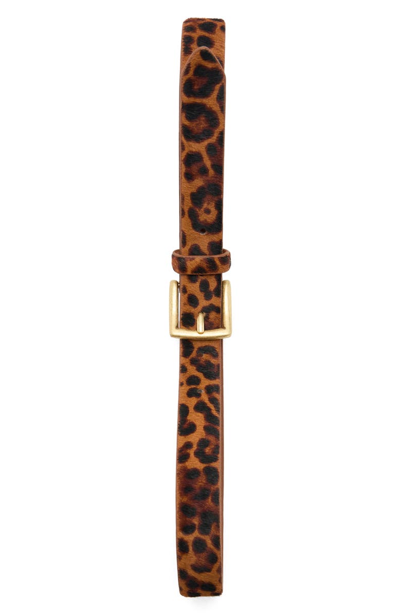 MANGO Leopard Print Calf Hair Belt, Alternate, color, Brown