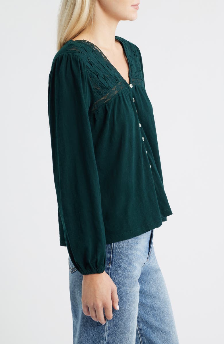 Lucky Brand Lace Yoke Peasant Top, Alternate, color, Magical Forest