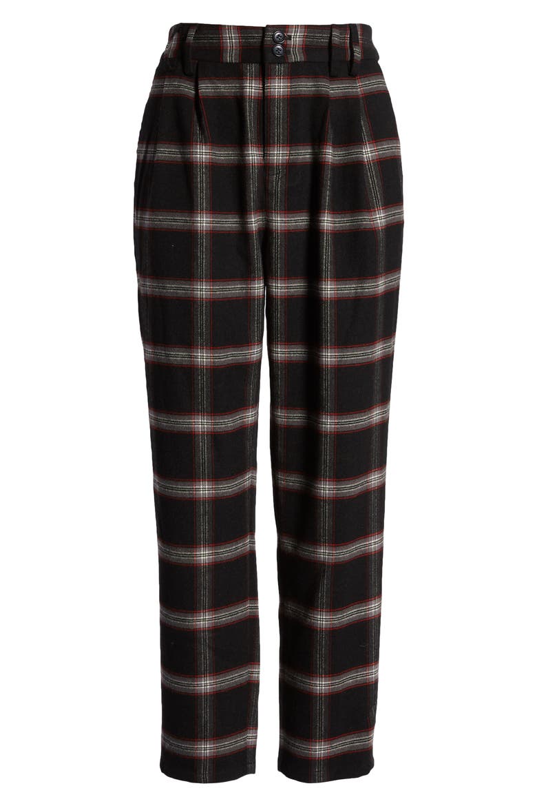 x Claudia Sulewski Plaid Menswear Crop Pants, Alternate, color, DNU-BLACK RED SHANNON PLAID