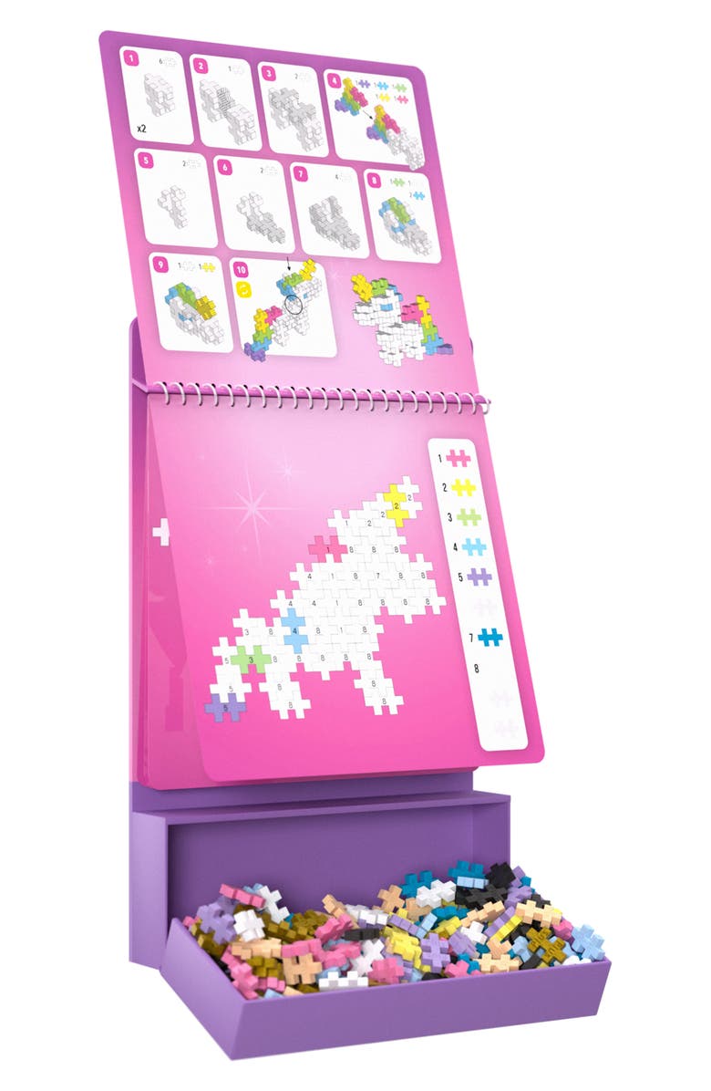 Plus-Plus USA Fairy Tale Puzzle by Number Activity Pad Playset, Alternate, color, Purple Multi