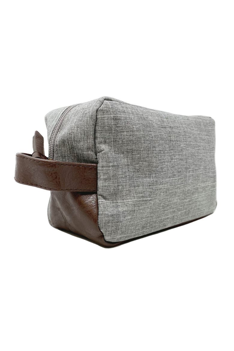 Heather Toiletry Bag with Vegan Leather Trim, Alternate, color, Grey