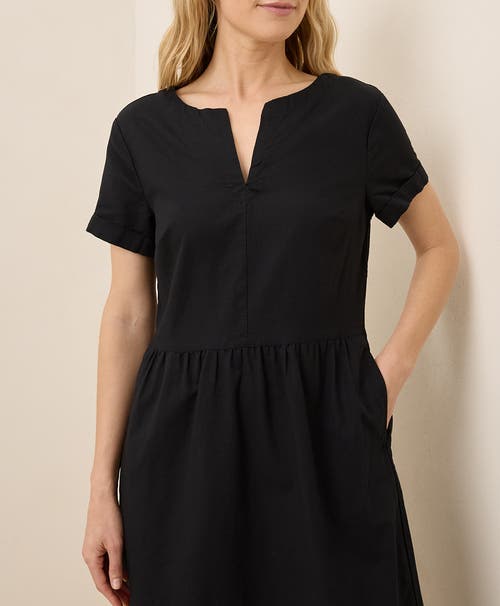 Pact Canopy Linen Notch Neck Dress Made With Organic Cotton In Black