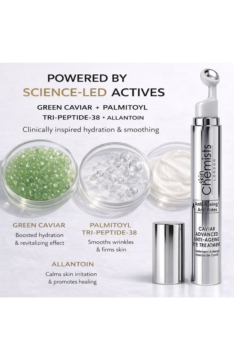 SKINCHEMISTS Caviar Advanced Anti-Ageing Eye Treatment 15ml for Loss of Firmness, Fine Lines & Wrinkles, Alternate, color, White