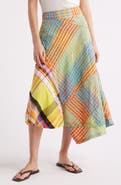 Free People Rivoli Patchwork Plaid Cotton Midi Skirt