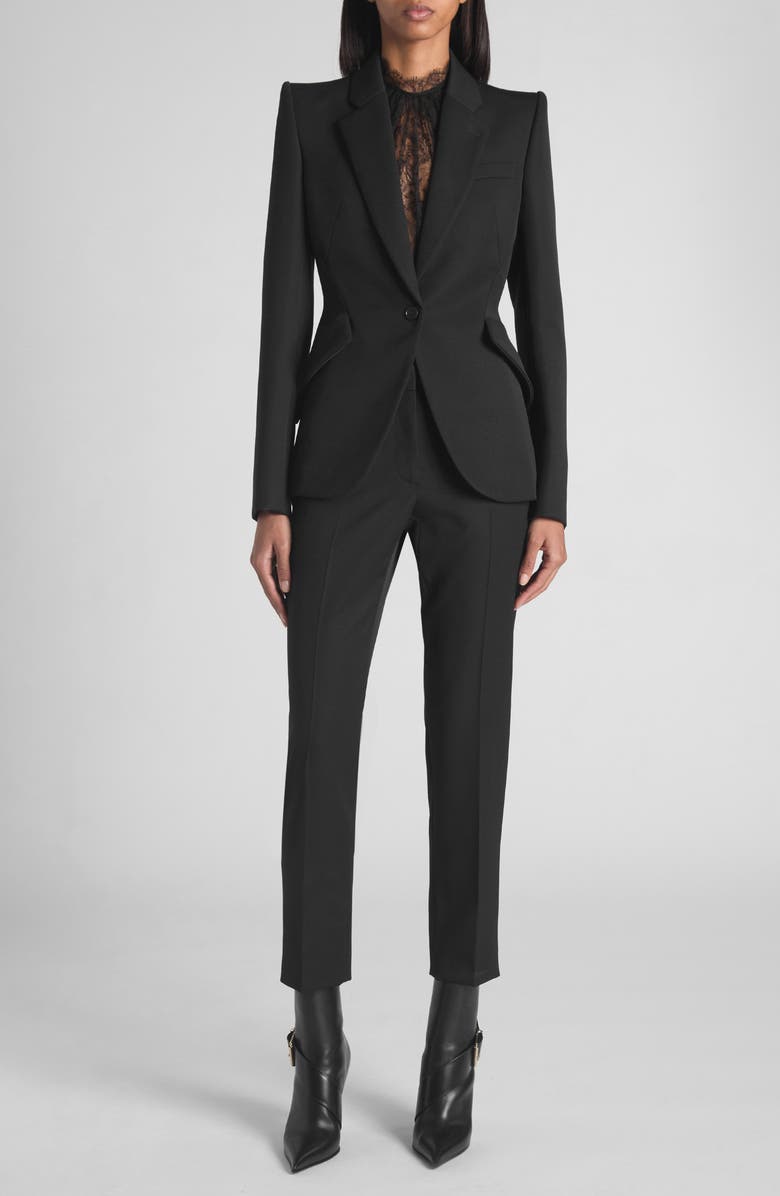 McQueen One-Button Wool Jacket, Alternate, color, Black