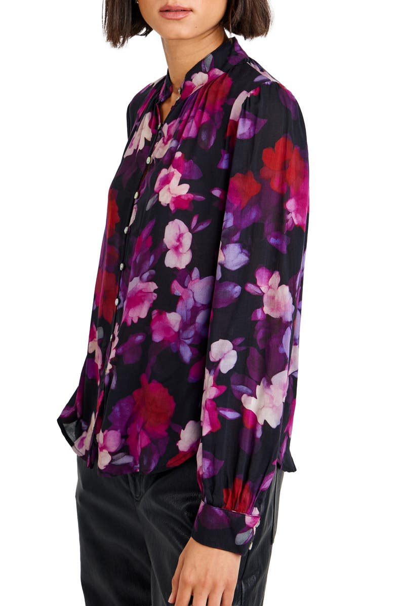 Bella Dahl Floral Stand Collar Button-Up Shirt, Alternate, color, Berry Bloom Print