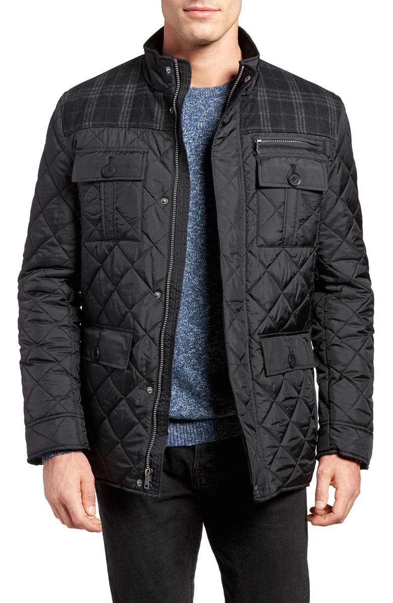 Cole Haan Mixed Media Quilted Jacket, Main, color, 