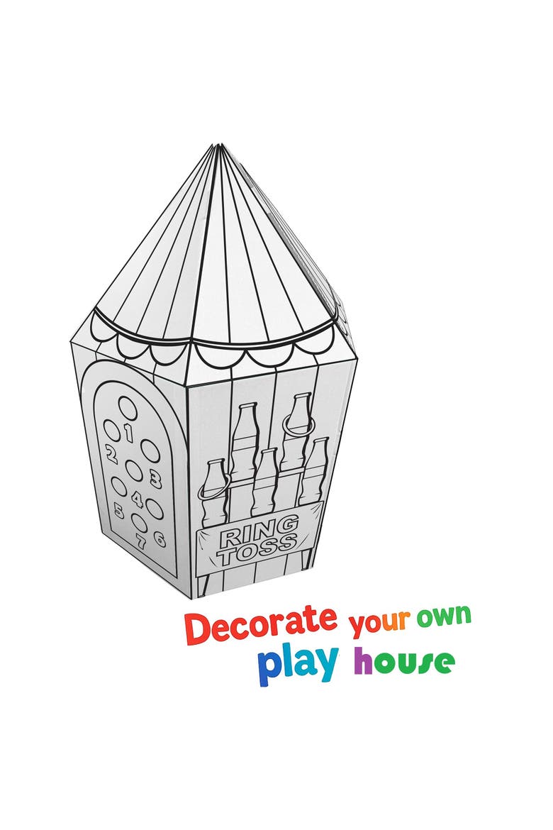 Carnival Tent, Decorate & Personalize A Cardboard Play Fort, Alternate, color, Multicolored