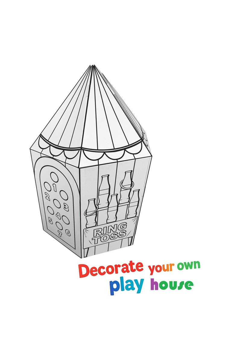 Easy Playhouse Carnival Tent, Decorate & Personalize A Cardboard Play Fort, Alternate, color, Multicolored