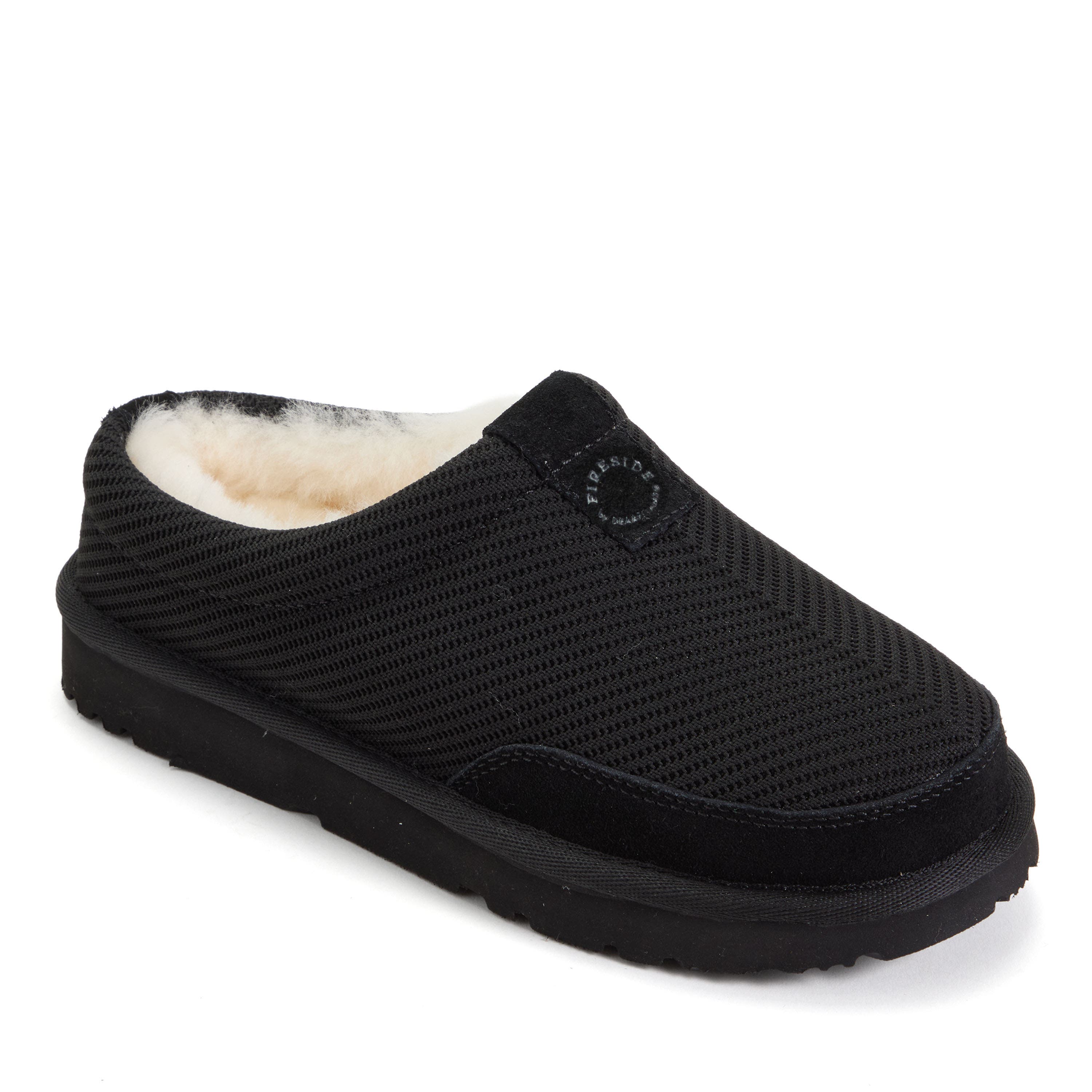 Dearfoams Fireside Greta Sport Knit Twill Water Repellent Clog, Main, color, Black