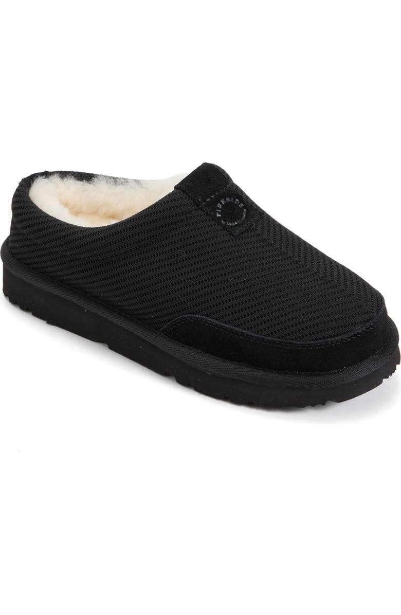 Dearfoams Fireside Greta Sport Knit Twill Water Repellent Clog, Main, color, Black