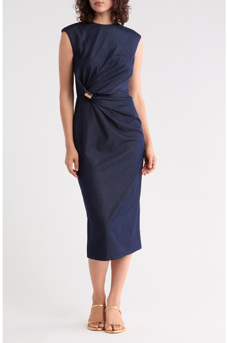 Charmi Twist Front Dress, Main, color, DARK BLUE INDIGO
