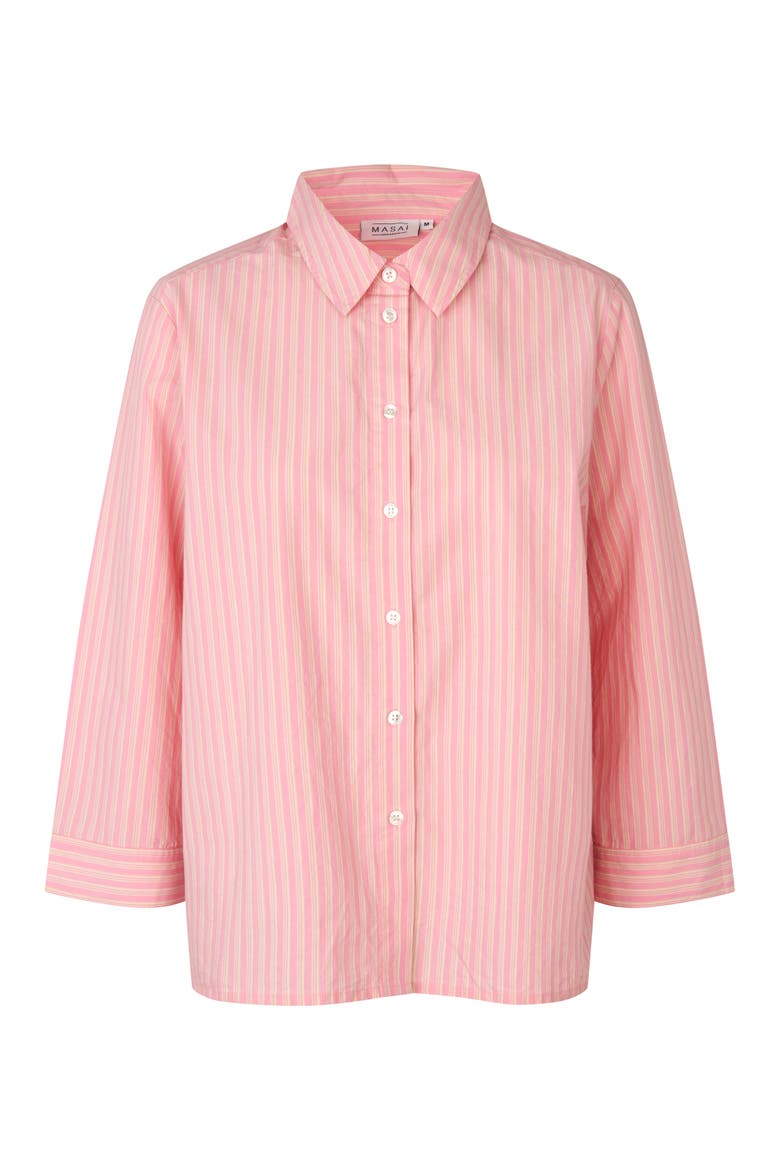 MaIsalina Striped 3/4 Sleeve Shirt, Alternate, color, Rosebloom