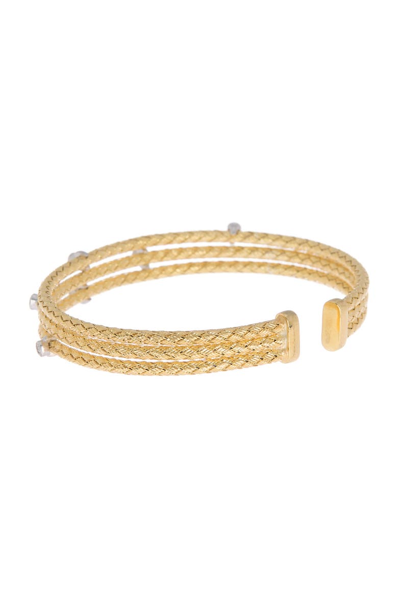 18K Gold Vermeil Sterling Silver CZ Cuff Bracelet, Alternate, color, YELLOW