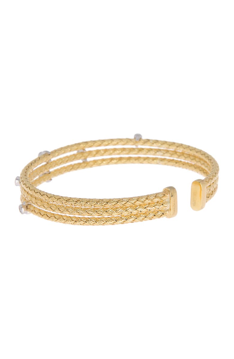 MESHMERISE 18K Gold Vermeil Sterling Silver CZ Cuff Bracelet, Alternate, color, Yellow