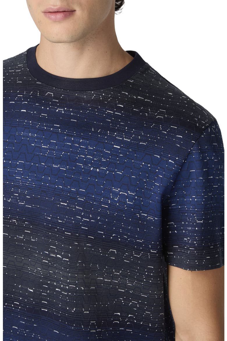 Crew-neck Cotton T-shirt With Jacquard Greek Motif, Alternate, color, Blue Multi