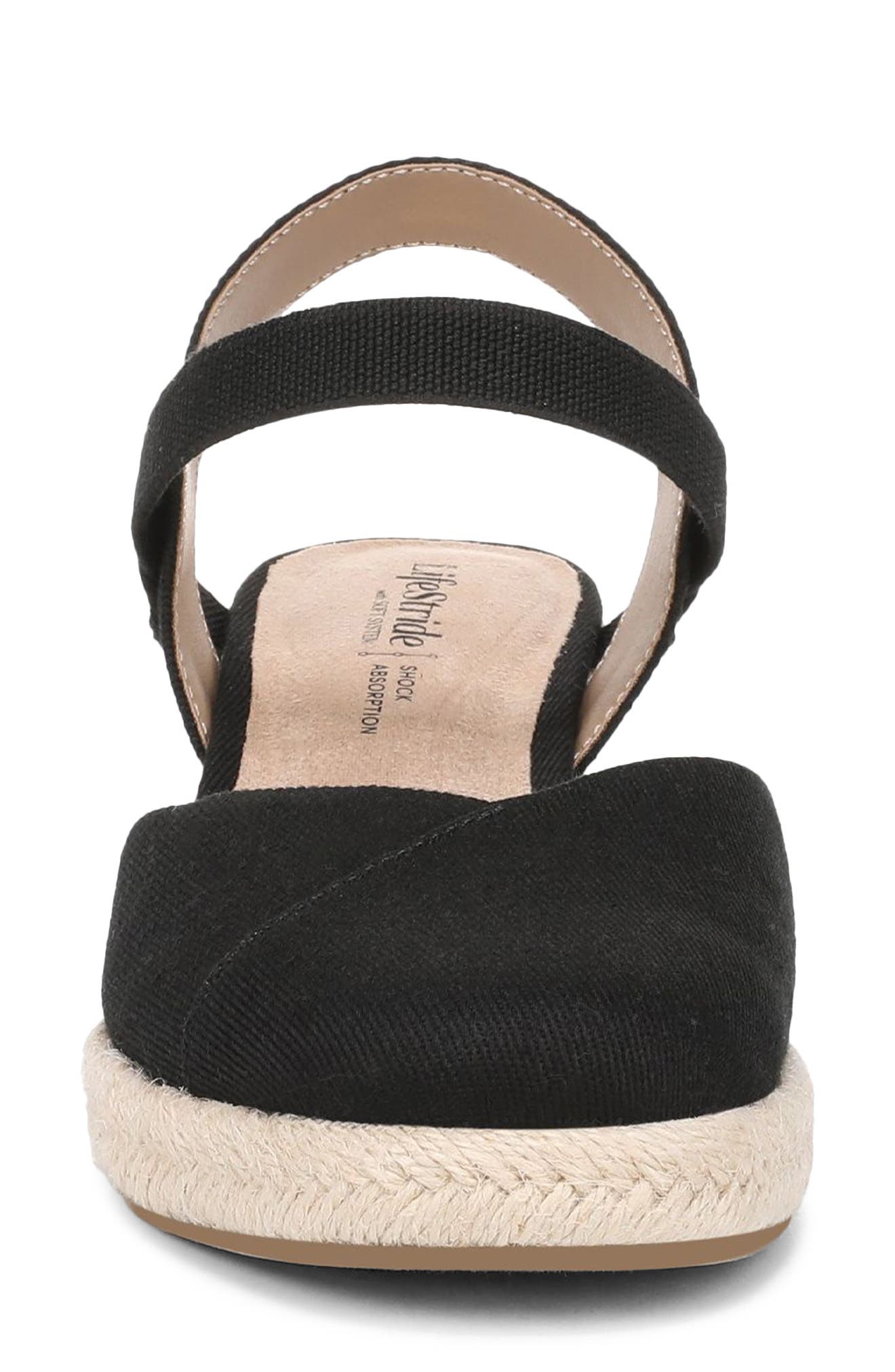 LifeStride Pilar Slingback Espadrille Platform Wedge Sandal, Alternate, color, Black