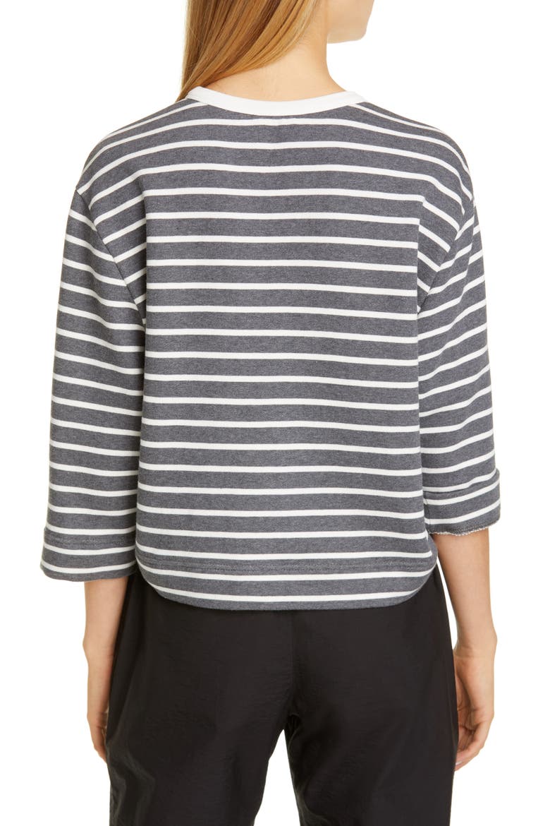Monili Detail Stripe Cotton Sweatshirt, Alternate, color, CHARCOAL